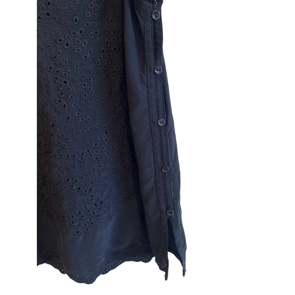 rag & bone Black Silk Eyelet Camisole Blouse Sleeveless Top Side Buttons XS/S - Picture 8 of 13